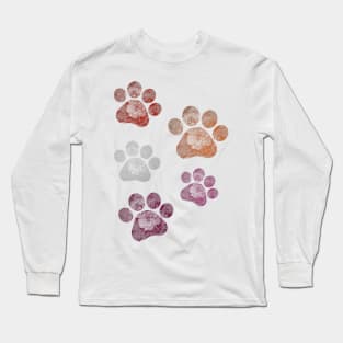 Subtle Floral Paw Prints Flag Long Sleeve T-Shirt